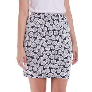 Poppy Lux Pippa Rose Jersey Skirt Navy Blue Floral High Waisted Comfy Size‎ 6